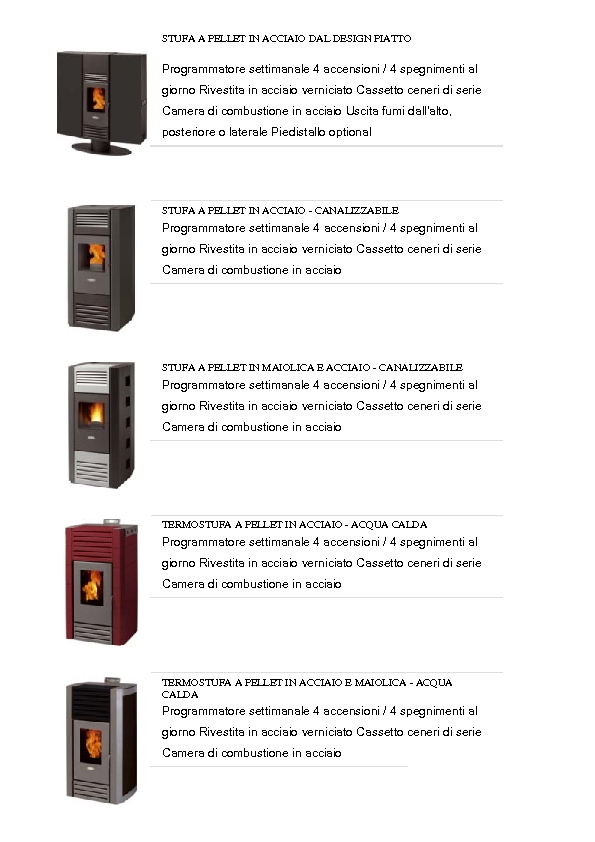 Stufa a pellet in acciaio dal design piatto